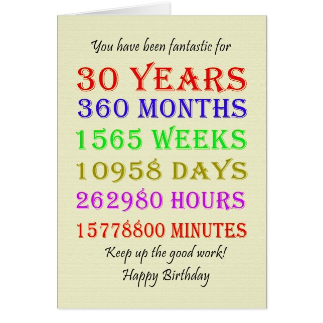 30. Geburtstags-Meilensteine (Vorne)