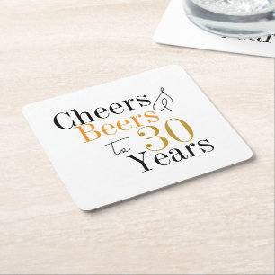 30. Geburtstagsbiere und Backen Minimales Party Rechteckiger Pappuntersetzer