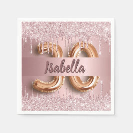 30. Geburtstagsblush Rosa Glitzer Monogramm Serviette