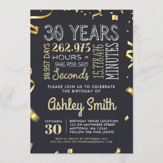 30. Geburtstagseinladung - 30 Jahre - Sekunden Einladung