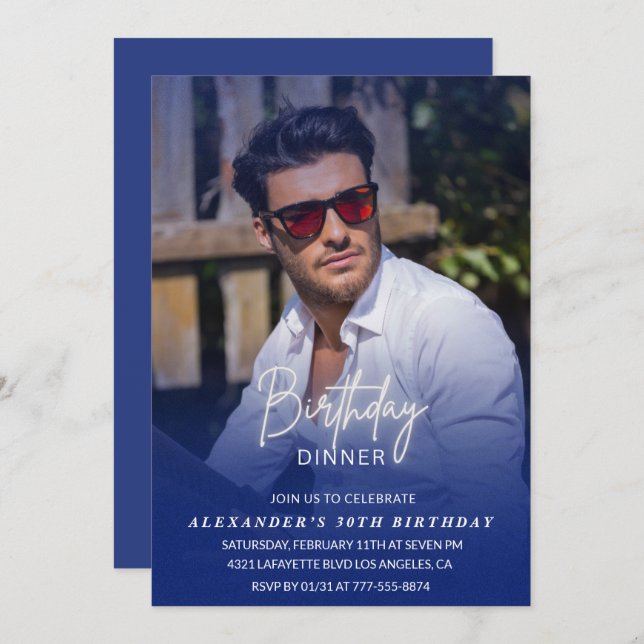 30. Geburtstagseinladung Geburtstagsessen Foto Män Einladung (Vorne/Hinten)