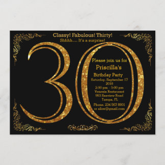 30. Geburtstagsfeier, 30. Gatsby, schwarz & gold Einladung