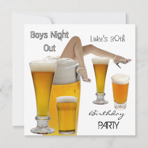 30. Geburtstagsfeier Bier Jungs Nacht Beine Einladung