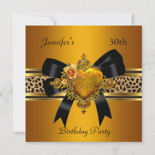 30. Geburtstagsfeier Gold Herz Juwel Leopard Einladung