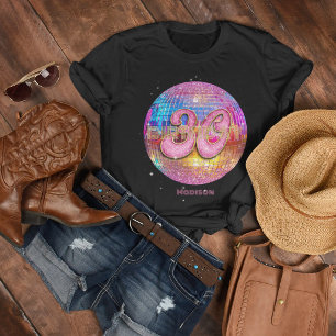30. Geburtstagsfeier Gold Pink Glitter Disco Kugel T-Shirt