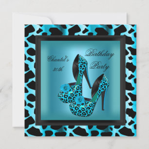 30. Geburtstagsfeier Leopard Teal Blau Einladung
