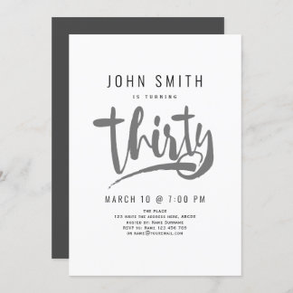 30. Geburtstagsfeier, modern, maskuline Einladung