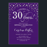 30. Geburtstagsfeier Party Einladung - Silber Lila<br><div class="desc">30. Geburtstag Party Einladung. Elegantes Design mit Imitaten Glitzer silber und lila. Feiert bis 30 Jahre! Nachricht,  wenn Sie weitere Anpassungen benötigen.</div>