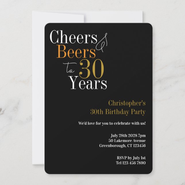 30. Geburtstagsfeier Prost und Bier Einladung (Vorderseite)
