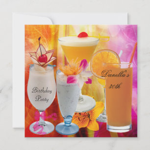 30. Geburtstagsfeier Tropische Getränke Cocktails Einladung