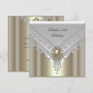 30. Geburtstagsfeier Weiß Creme Perle Diamant Einladung