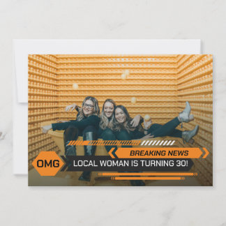 30. Geburtstagsfrau - Breaking TV News Party Einladung