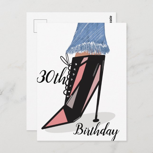 30. Geburtstagsfrau Mode Schöne Postkarte (Vorne/Hinten)