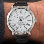 30. Geburtstagsgeschenk Armbanduhr<br><div class="desc">Geburtstagsgeschenk Armbanduhr. Um einen besonderen 30. Geburtstag zu feiern. Ein bedeutender Meilenstein zum Geburtstag mit einer Geburtstagsgeschenkuhr mit dem Namen des Empfängers sowie dem 30. Geburtstag der Sehenswürdigkeit. Saubere und stilvolle römische Zahlen auf weißem Hintergrund. 30. Dreißig Jahre alt. 30. Geburtstagsgeschenkuhr.</div>