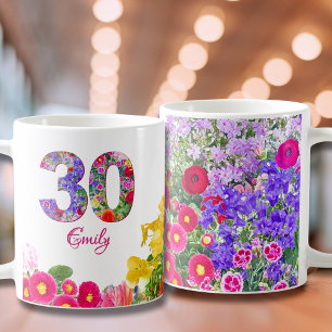 30. Geburtstagsgeschenk - Blumennummer 30 Kaffeetasse