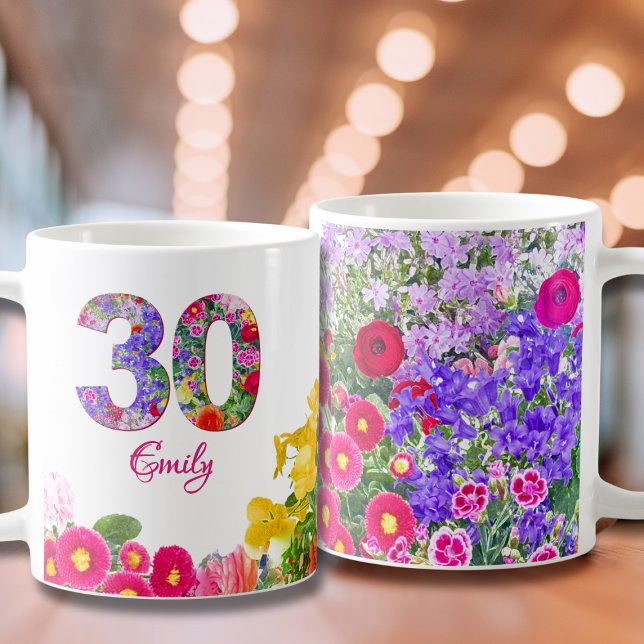 30. Geburtstagsgeschenk für Tochter Floral Blumen  Kaffeetasse (Von Creator hochgeladen)
