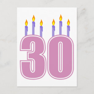 30 Geburtstagskandeln (rosa / Lila) Postkarte