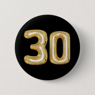 30. Geburtstagskopf Goldfolie-Ballons Button