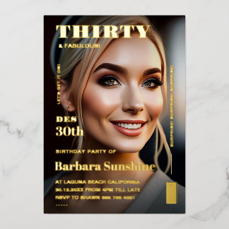 30. Geburtstagsmagazin Elegant Modern Gold Folieneinladung