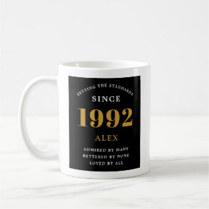 30. Geburtstagsname 1992 Black Gold Elegant Chic Kaffeetasse