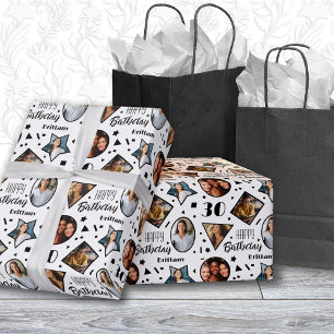 30. Geburtstagsname Foto Wrapping Paper Geschenkpapier