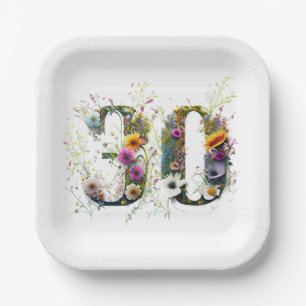 30 Geburtstagsnummer Wildblumen  Pappteller