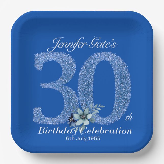30. Geburtstagspapier Pappteller (Vorderseite)