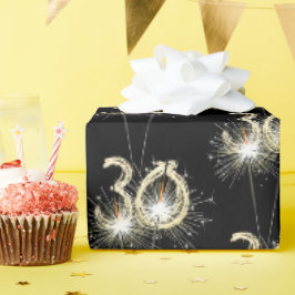 30. Geburtstagsparkler auf schwarz Geschenkpapier