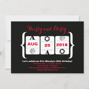 30. Geburtstagsschlauch-Maschine Würfel und Poker- Einladung