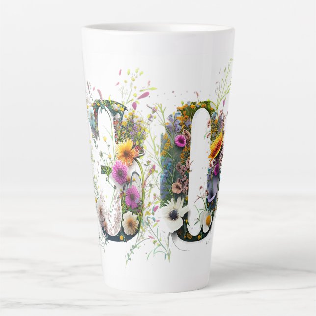 30. Geburtstagsspray von Wildblumen Text Milchtasse (Vorderseite)