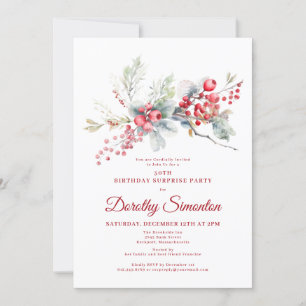 30. Geburtstagsüberraschung Party Greenery Red Ber Einladung