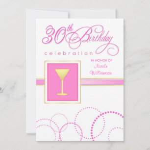 30. Geburtstagszeit - Rosa und Weiß Einladung