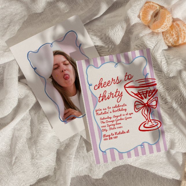 30. Gezeichnet Foto "Colorful Champagne Glass" Geb Einladung (Von Creator hochgeladen)