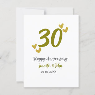 30. glücklicher Jahrestag goldenes graues Brautpaa Postkarte