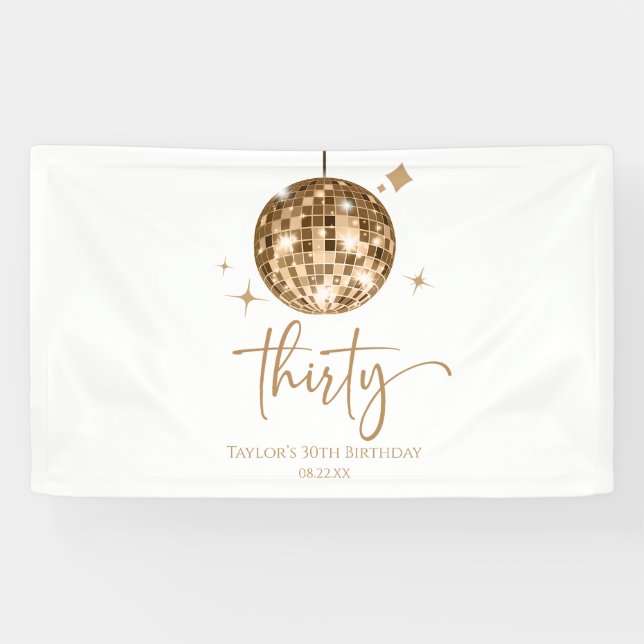 30 Gold Disco Ball 30. Geburtstag Party Banner (Horizontal)