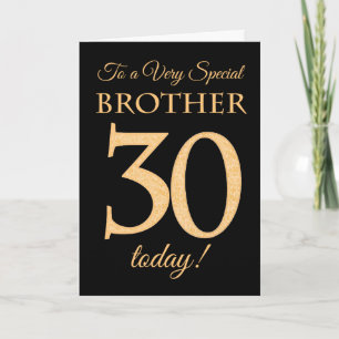 30. Gold-Effekt auf Black für Brother Birthday Karte