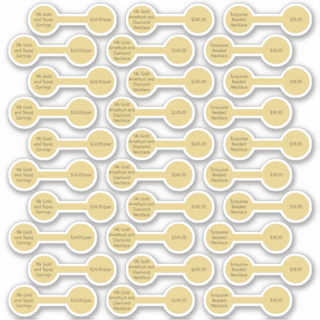 30 Gold Schmuck Preis Tag Barbell Stickers Aufkleber (Vorderseite)