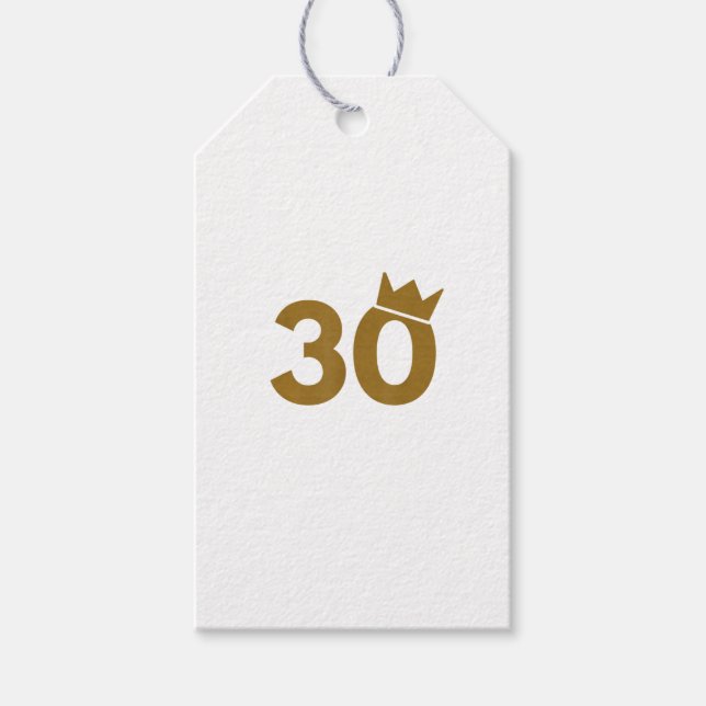 30 Goldkrone - 30. Geburtstagsgeschenke Geschenkanhänger (Vorderseite)