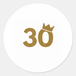 30 Goldkrone - 30. Geburtstagsgeschenke Runder Aufkleber