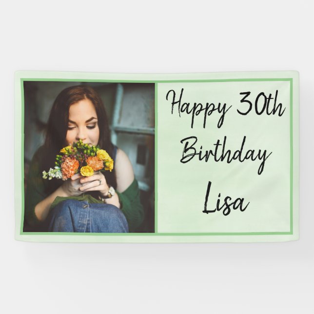 30. Green Foto Happy Birthday Banner (Horizontal)