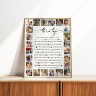 30 Gründe, aus denen wir Sie Liebe Foto Collage Ke Poster