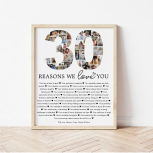 30 Gründe, warum wir dich lieben Foto-Collage-Gesc Poster