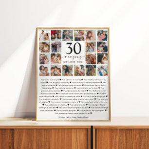30 Gründe, warum wir dich lieben Foto-Collage-Gesc Poster