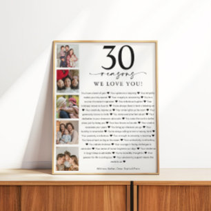 30 Gründe, warum wir dich lieben Geburtstag oder J Poster