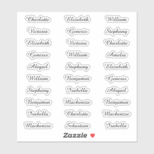 30 Guest First Names Modern Elegant Calligraphy Aufkleber