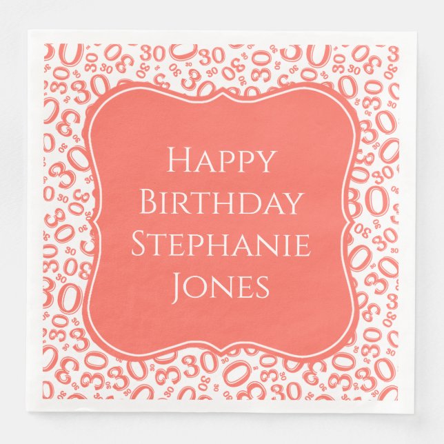 30 h Muster für Korallen/Weißbrackets Serviette (Vorderseite)