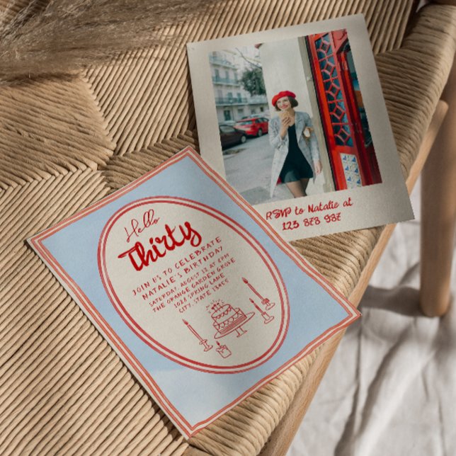 30. Handgeschriebener Gezeichnet Cake Quirky Foto  Einladung (Von Creator hochgeladen)