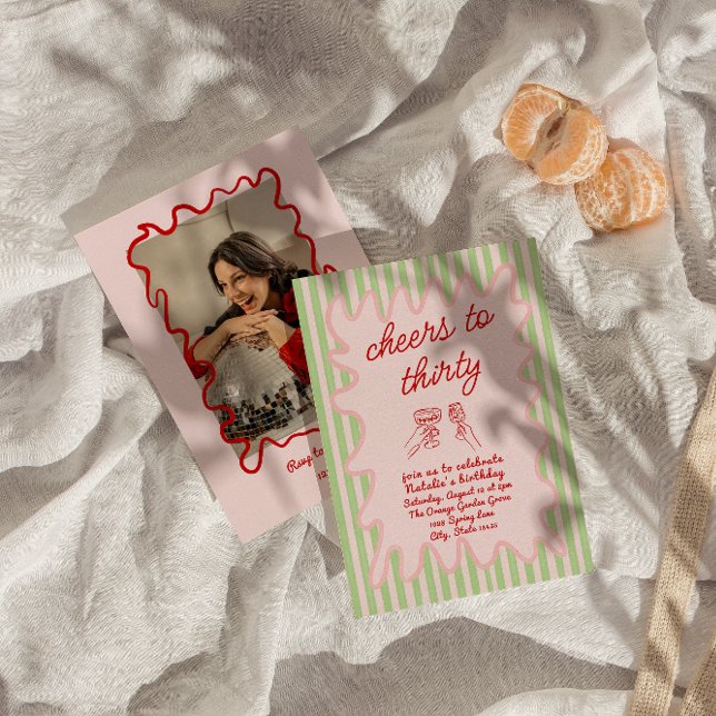 30. Handgezeichnetes farbiges Foto 30 Spaß Geburts Einladung (Von Creator hochgeladen)