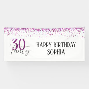 30. Happy Birthday Dark Pink Glitzer Girly Banner
