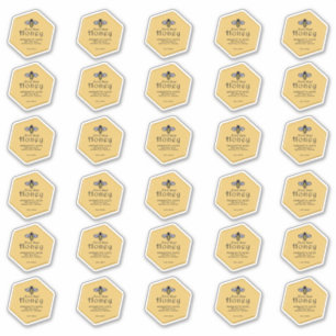 30 hexagonförmiger, wasserfester, gelber Honig mit Aufkleber